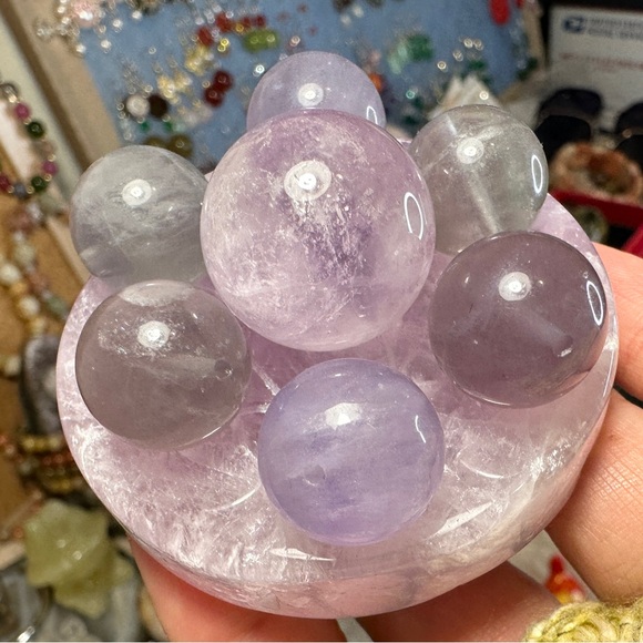 Amethyst & Multi-color Fluorite Beads Crystal Set #2 with Plate 14.9-21.5mm - Picture 3 of 3